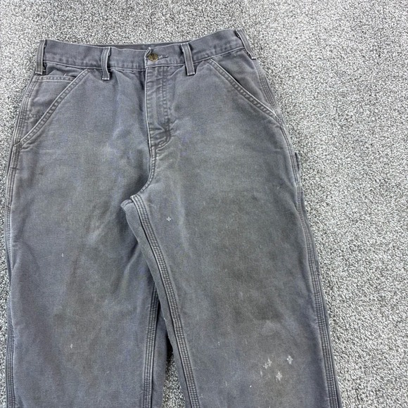 Vintage Carhartt Carpenter Pants Mens 30x30 Gray Flannel Lined Canvas B111 GVL - Picture 2 of 6